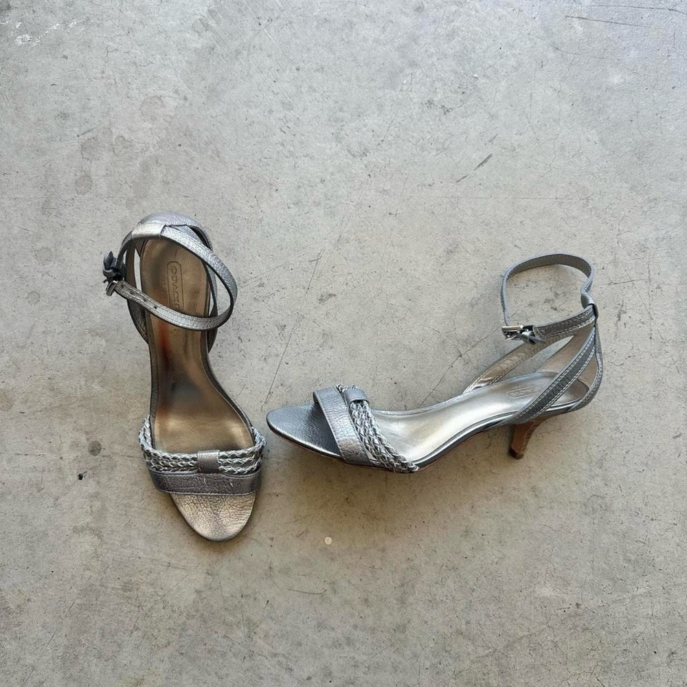 Silver Coach Kitten Heels